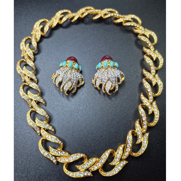 Elizabeth Taylor for Avon Eternal Flame Necklace & Earrings Set Vintage